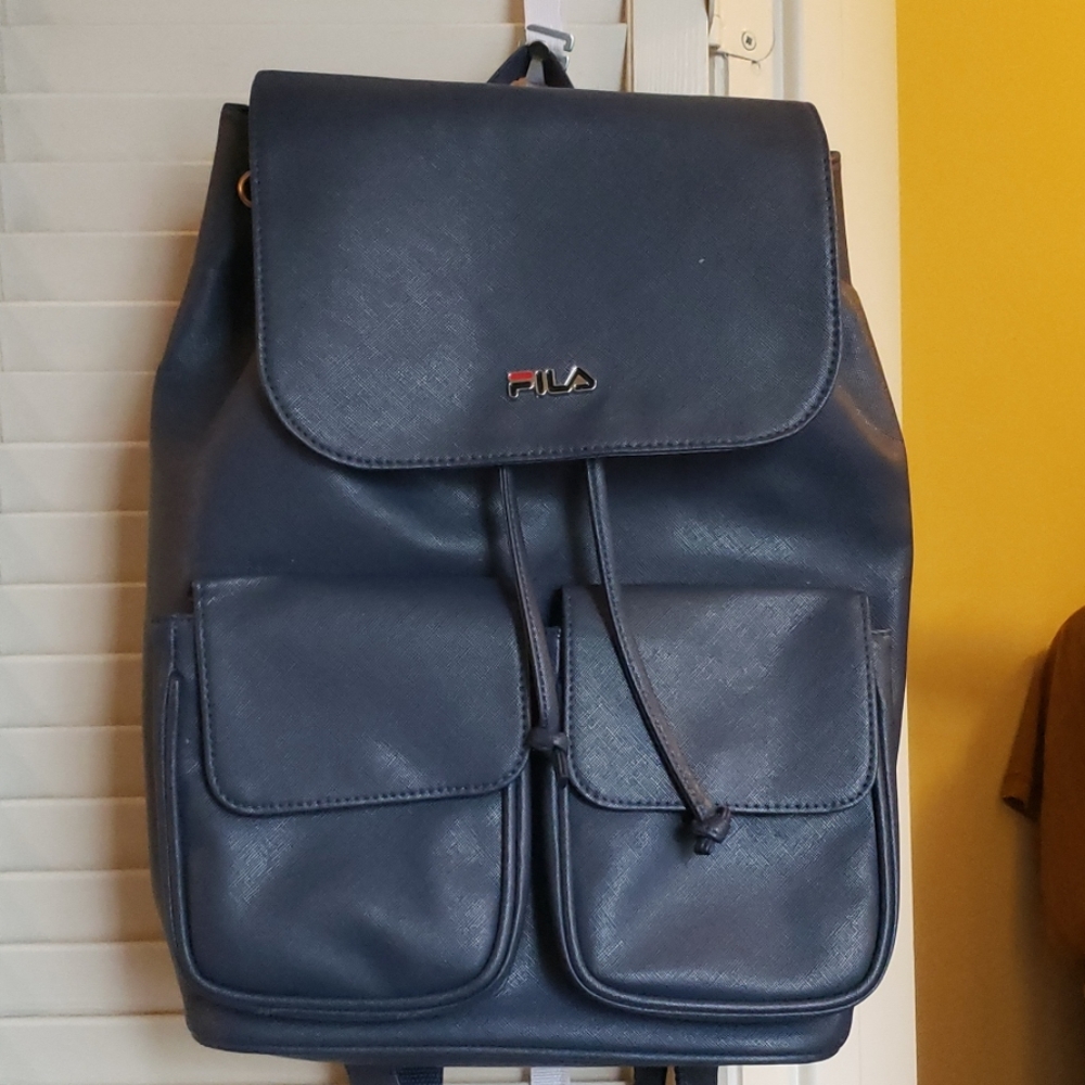 Fila navy blue leather backpack